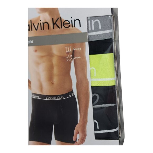 Calvin Klein 3 Pack Mens Microfiber Boxer Briefs XL Black Grey Lime Green - Picture 3 of 7